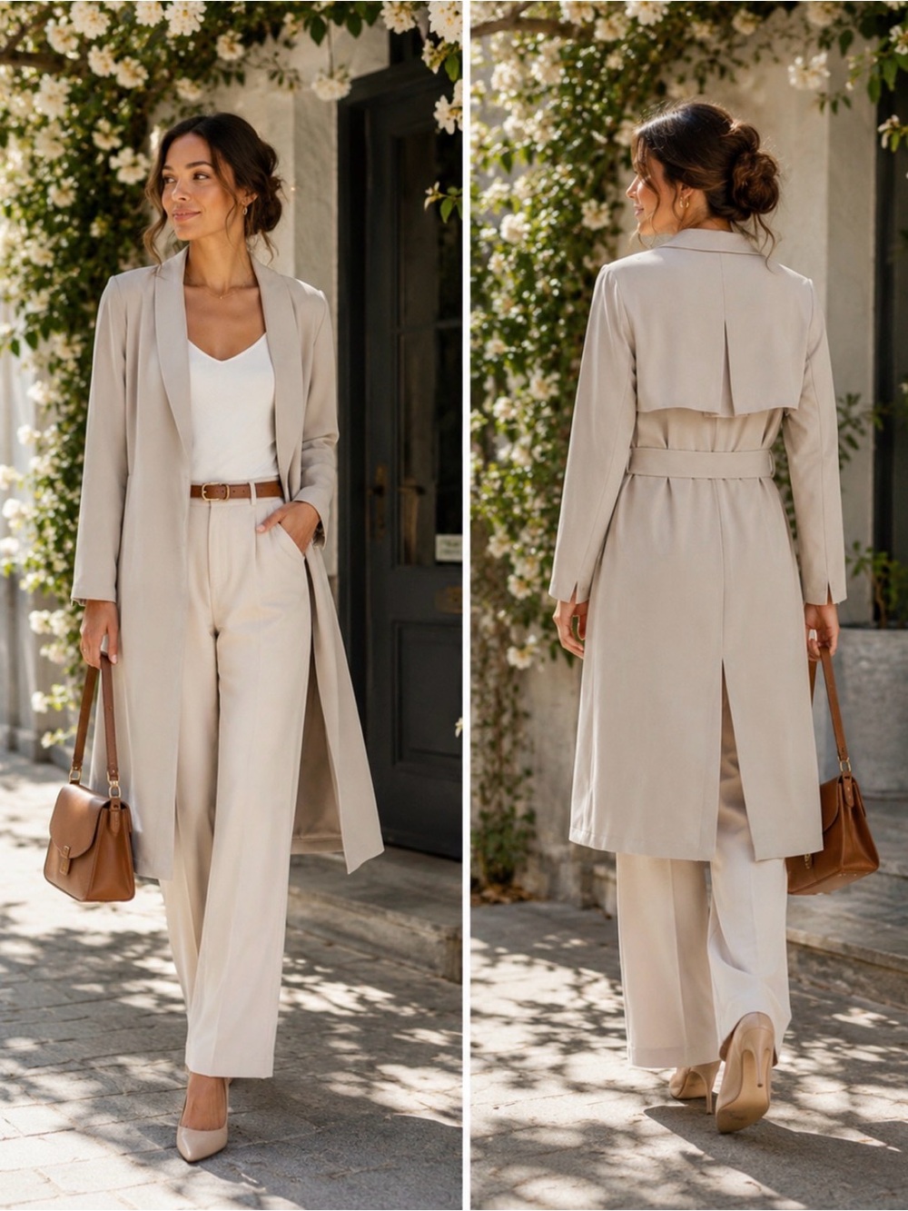 T Tahari Taupe Trench Coat Size 8